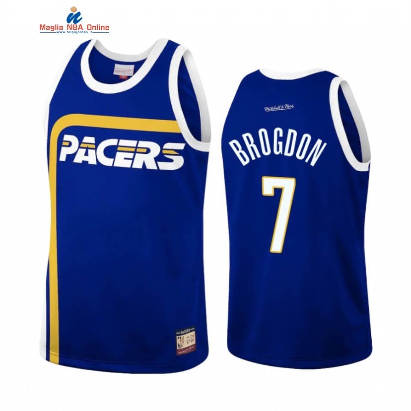 Maglia NBA Indiana Pacers #7 Malcolm Brogdon Team Heritage Blu Throwback Acquista