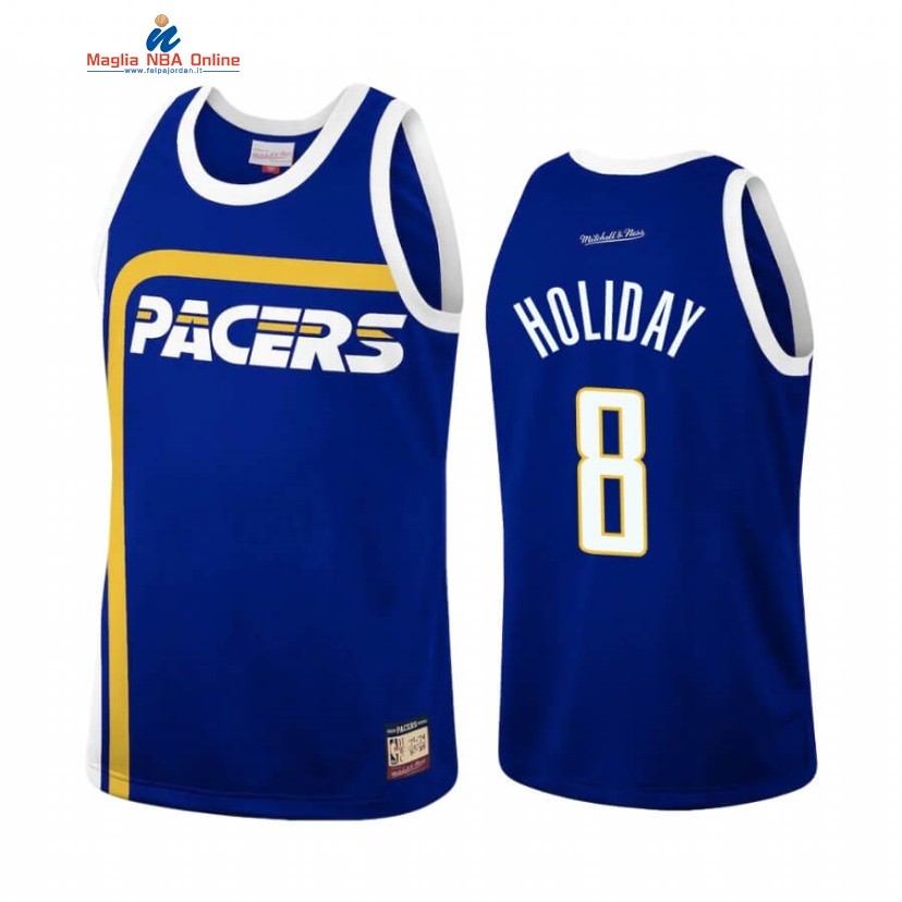 Maglia NBA Indiana Pacers #8 Justin Holiday Team Heritage Blu Throwback Acquista