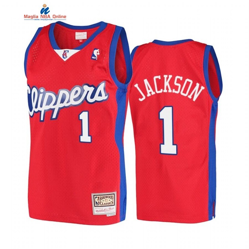 Maglia NBA Los Angeles Clippers #1 Reggie Jackson Rosso Hardwood Classics 2001-02 Acquista