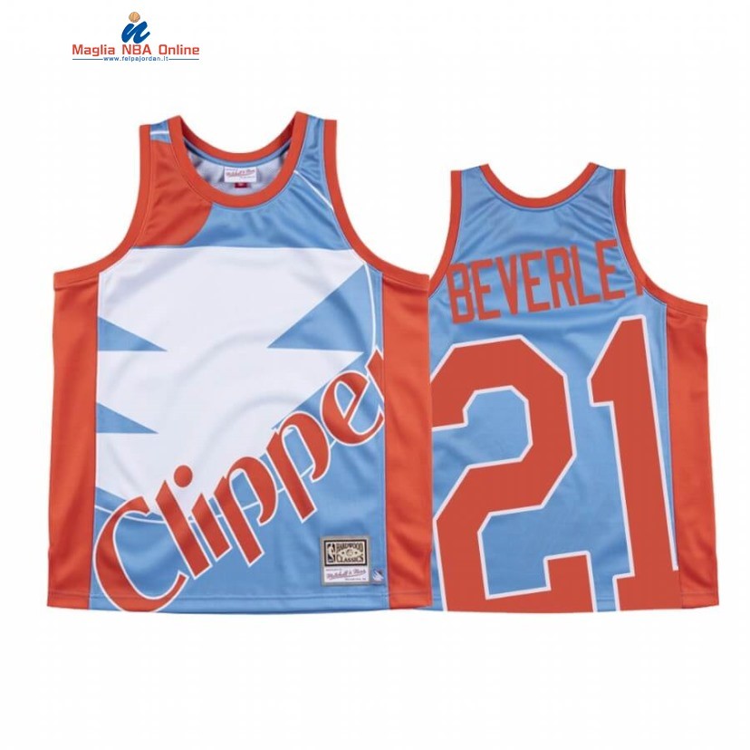 Maglia NBA Los Angeles Clippers #21 Patrick Beverley Big Face Blu Hardwood Classics Acquista