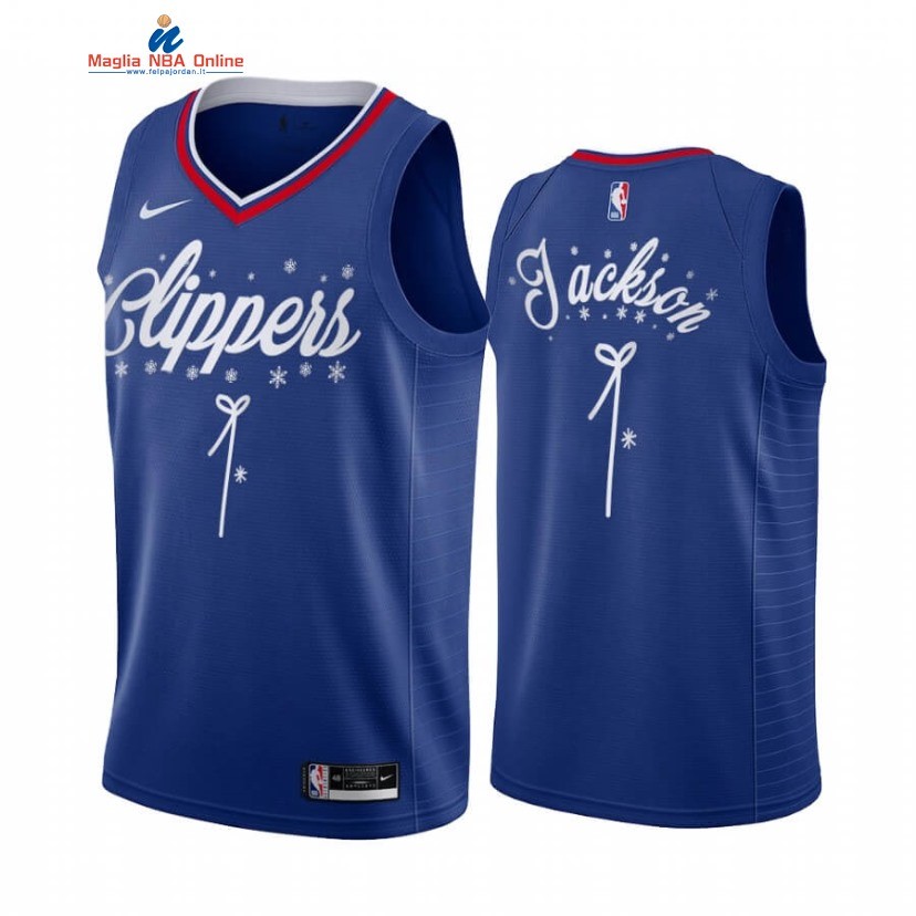 Maglia NBA Los Angeles Clippers 2020 Natale #1 Reggie Jackson Blu Acquista