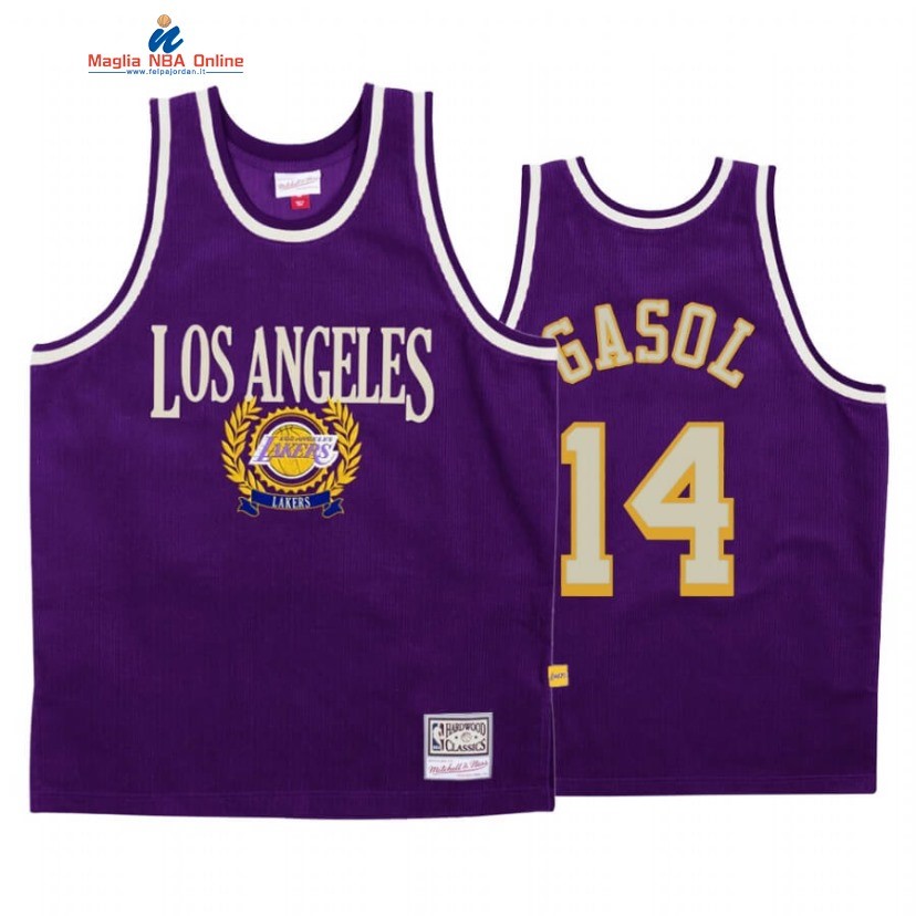 Maglia NBA Los Angeles Lakers #14 Marc Gasol Porpora Hardwood Classics Acquista