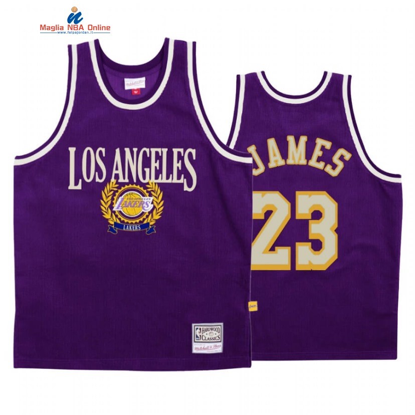 Maglia NBA Los Angeles Lakers #23 LeBron James Porpora Hardwood Classics Acquista