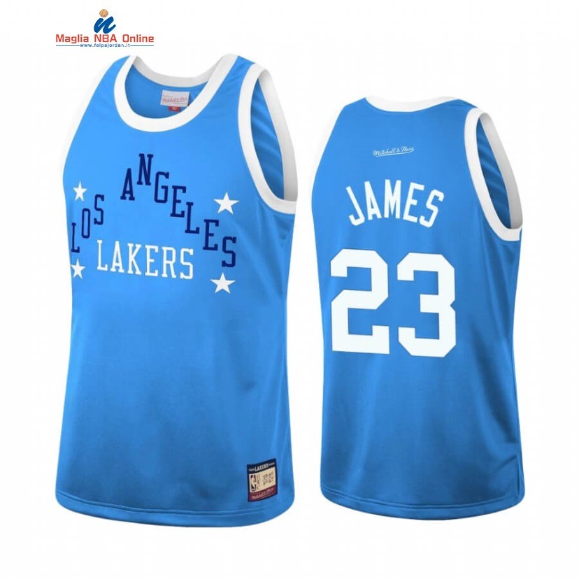 Maglia NBA Los Angeles Lakers #23 LeBron James Team Heritage Blu Throwback 1959-60 Acquista