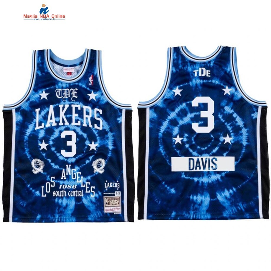 Maglia NBA Los Angeles Lakers #3 Anthony Davis ScHoolboy Q Blu Hardwood Classics Acquista