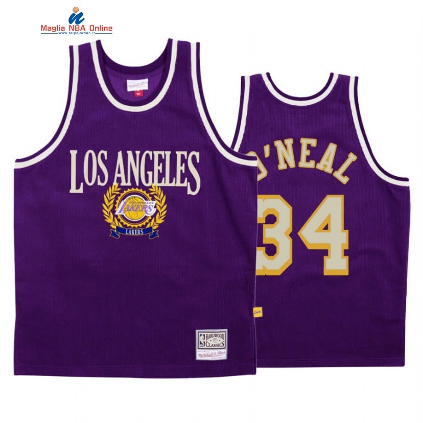 Maglia NBA Los Angeles Lakers #34 Shaquille O'Neal Porpora Hardwood Classics Acquista