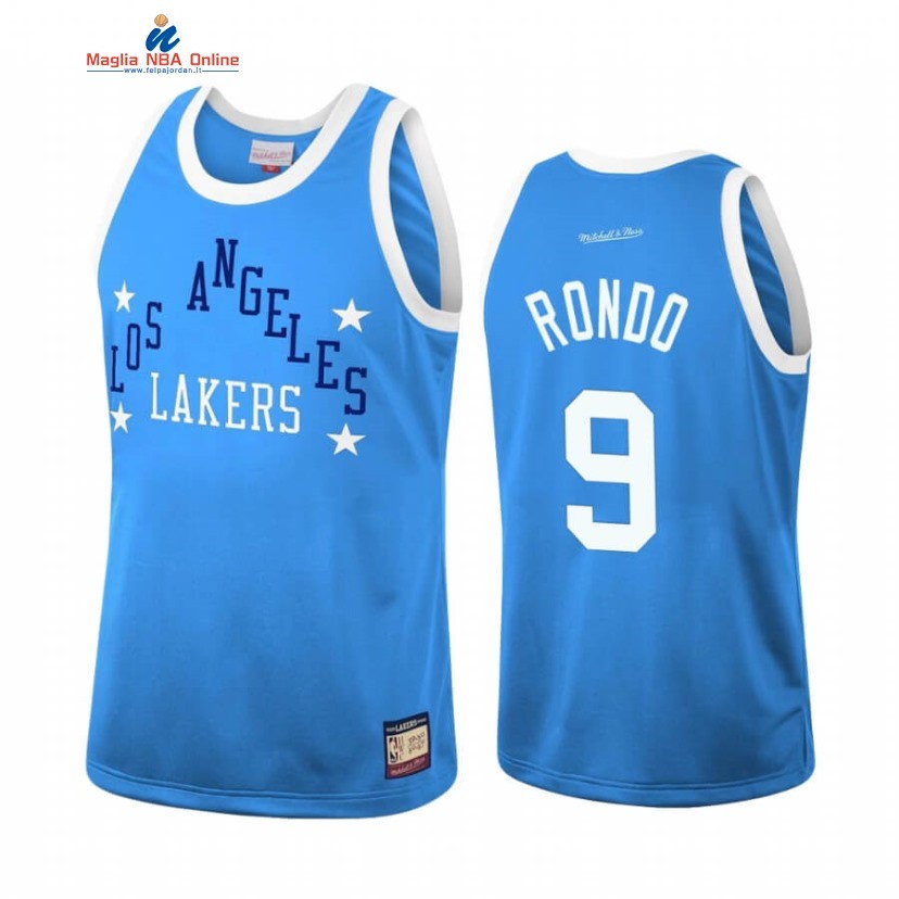 Maglia NBA Los Angeles Lakers #9 Rajon Rondo Team Heritage Blu Throwback 1959-60 Acquista