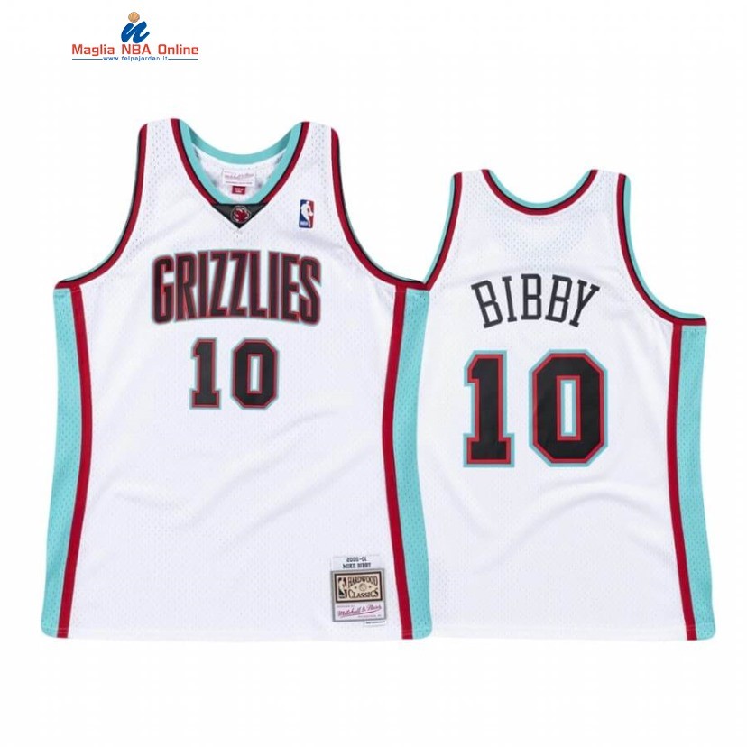 Maglia NBA Memphis Grizzlies #10 Mike Bibby Bianco Hardwood Classics Acquista