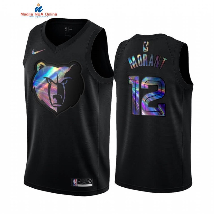 Maglia NBA Memphis Grizzlies #12 Ja Morant Nero Hardwood Classics 2020 Acquista
