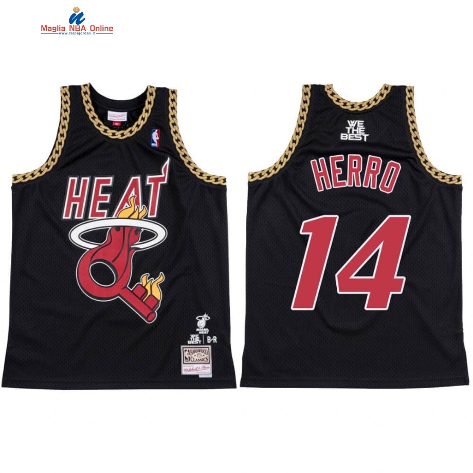 Maglia NBA Miami Heat #14 Tyler Herro X DJ Khaled Nero Hardwood Classics Acquista
