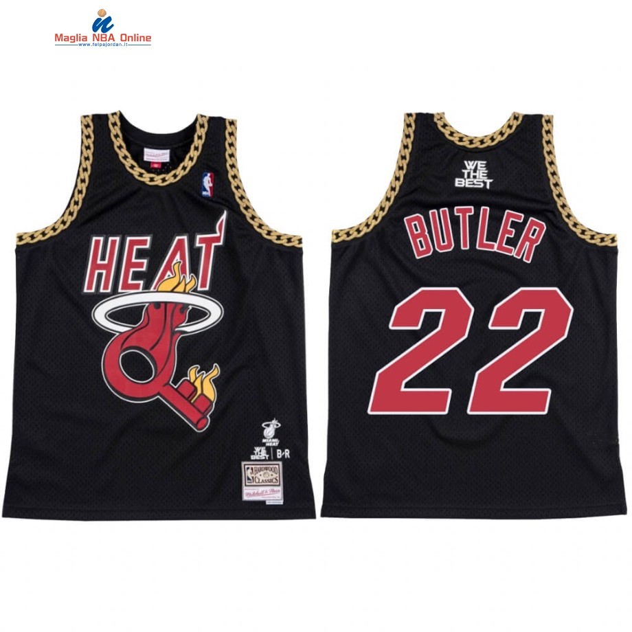 Maglia NBA Miami Heat #22 Jimmy Butler X DJ Khaled Nero Hardwood Classics Acquista