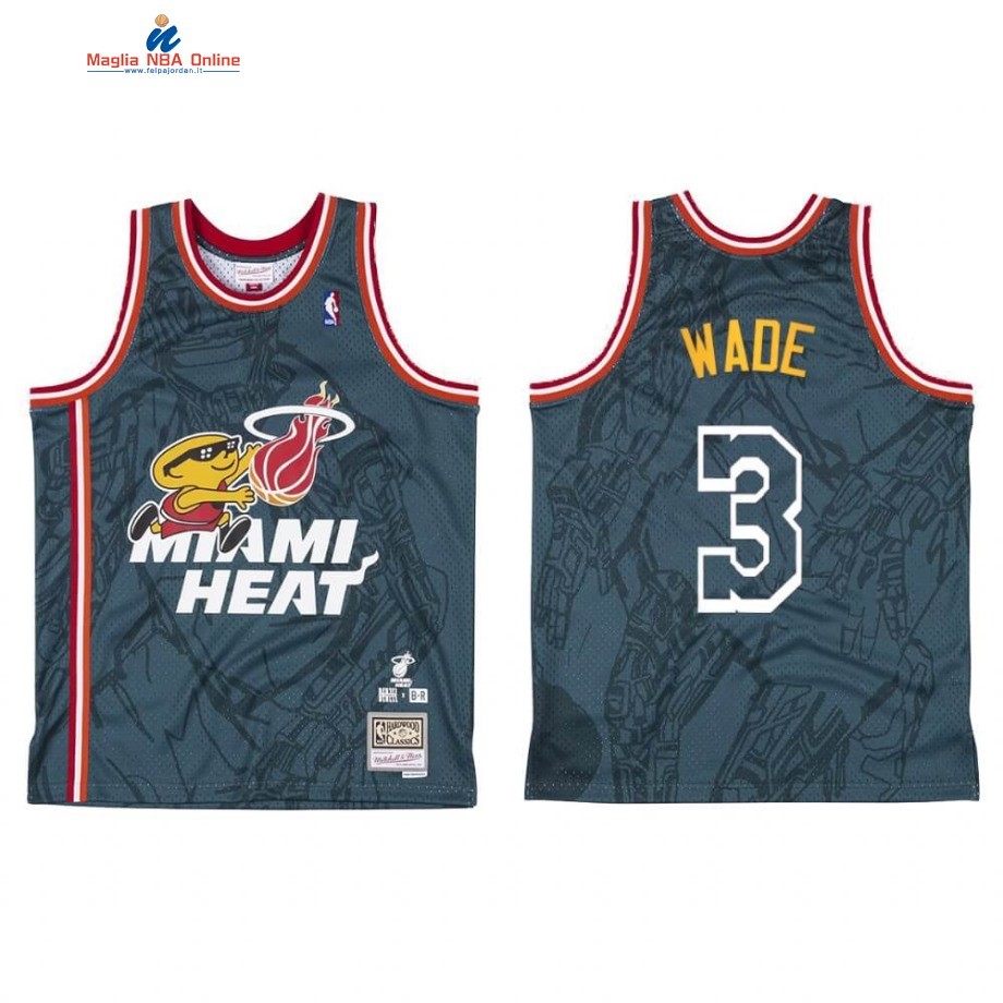 Maglia NBA Miami Heat #3 Dwyane Wade X BR Remix Verde Hardwood Classics Acquista