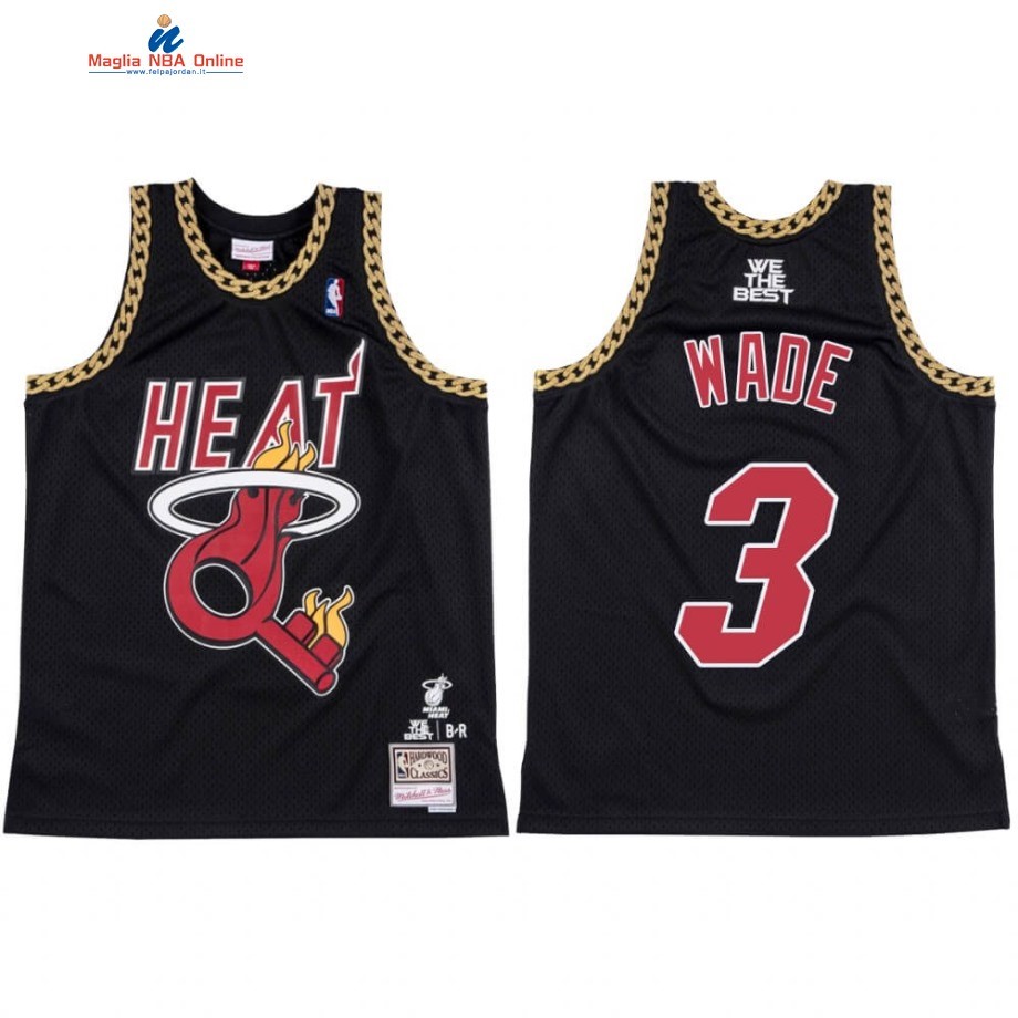 Maglia NBA Miami Heat #3 Dwyane Wade X DJ Khaled Nero Hardwood Classics Acquista