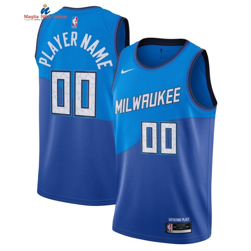 Maglia NBA Milwaukee Bucks #00 Personalizzate Blu Città 2020-21 Acquista