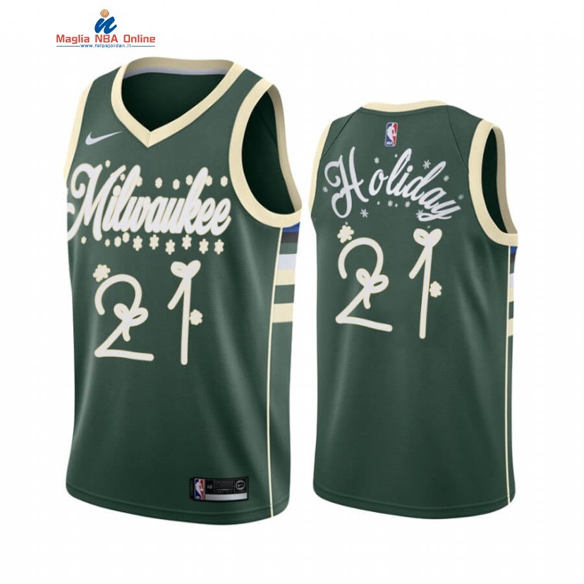Maglia NBA Milwaukee Bucks 2020 Natale #21 Jrue Holiday Verde Acquista