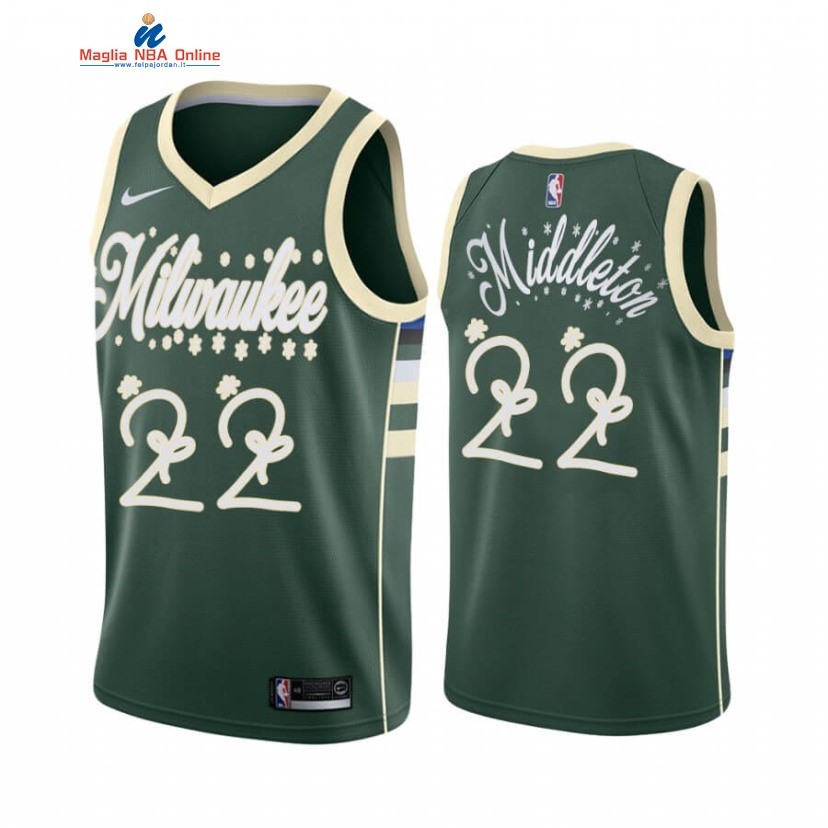 Maglia NBA Milwaukee Bucks 2020 Natale #22 Khris Middleton Verde Acquista