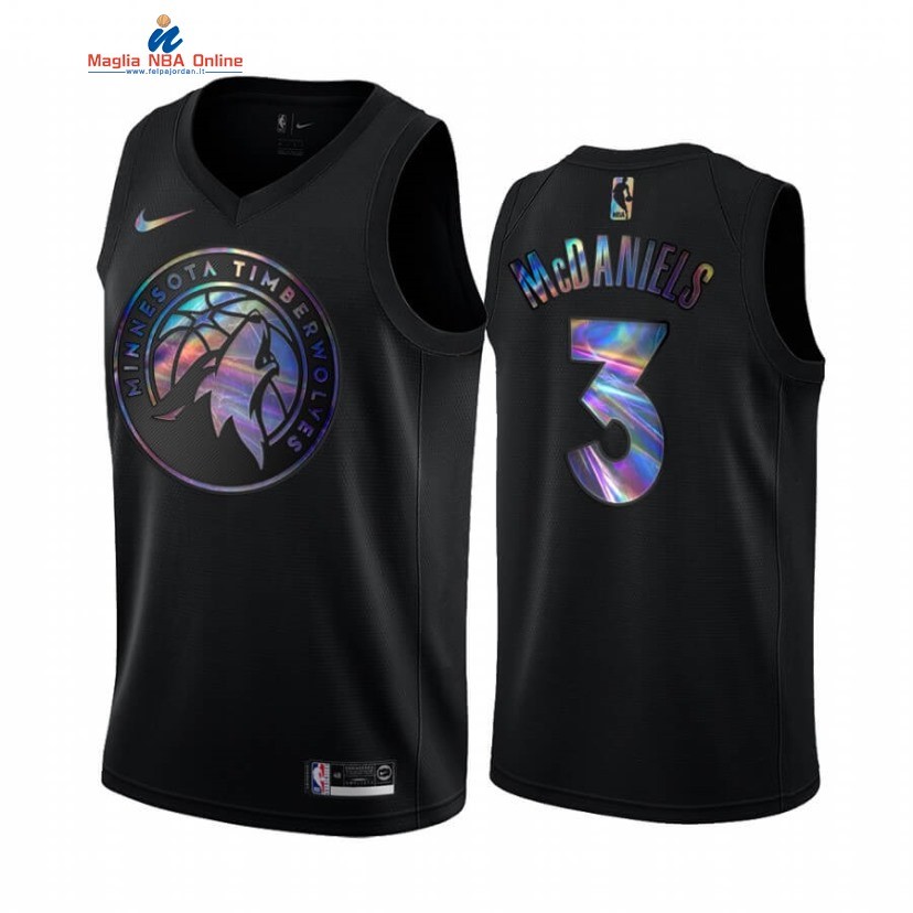 Maglia NBA Minnesota Timberwolvs #3 Jaden McDaniels Nero Hardwood Classics 2020 Acquista