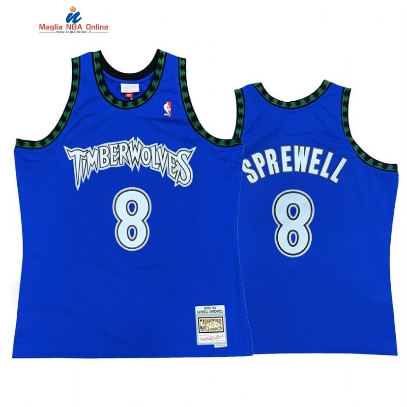 Maglia NBA Minnesota Timberwolvs #8 Latrell Sprewell Blu Hardwood Classics Acquista