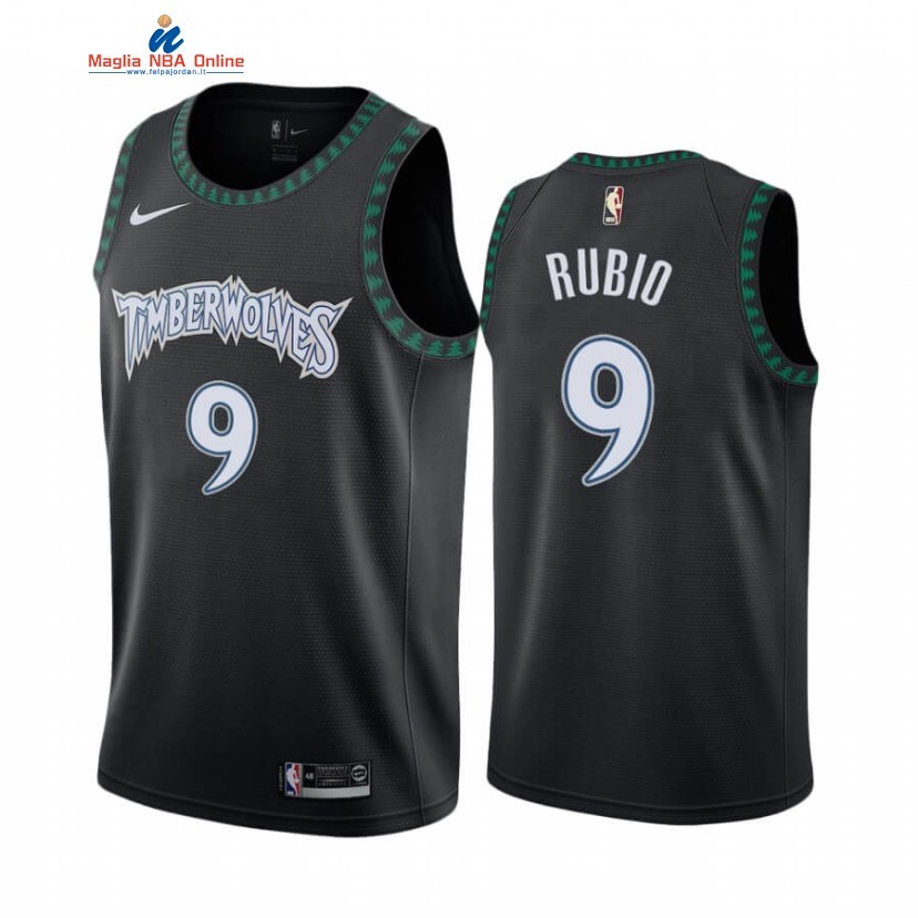 Maglia NBA Minnesota Timberwolvs #9 Ricky Rubio Nero 2021-22 Acquista