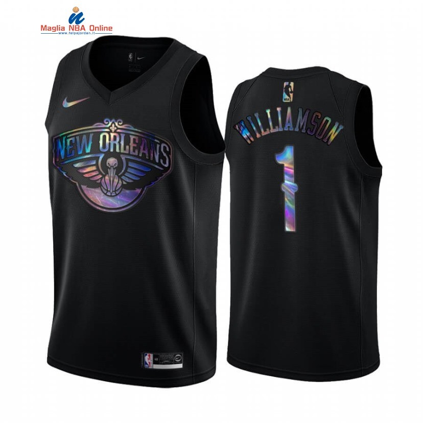 Maglia NBA New Orleans Pelicans #1 Zion Williamson Nero Hardwood Classics 2020 Acquista