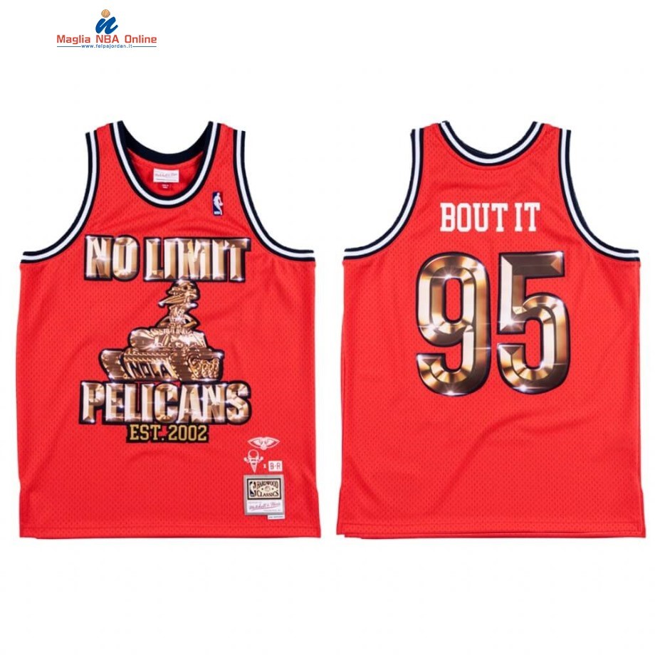 Maglia NBA New Orleans Pelicans #95 Bout It X No Limit Rosso Hardwood Classics Acquista