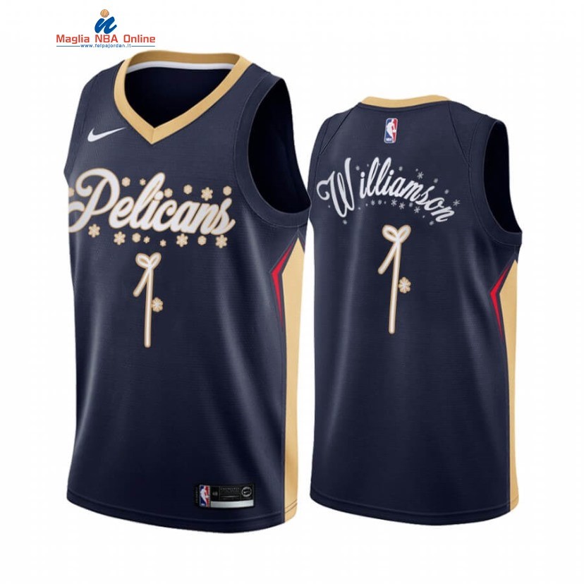 Maglia NBA New Orleans Pelicans 2020 Natale #1 Zion Williamson Marino Acquista