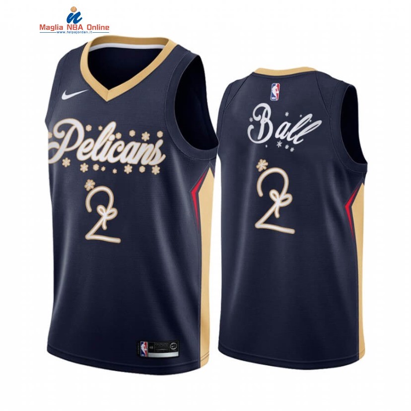 Maglia NBA New Orleans Pelicans 2020 Natale #2 Lonzo Ball Marino Acquista