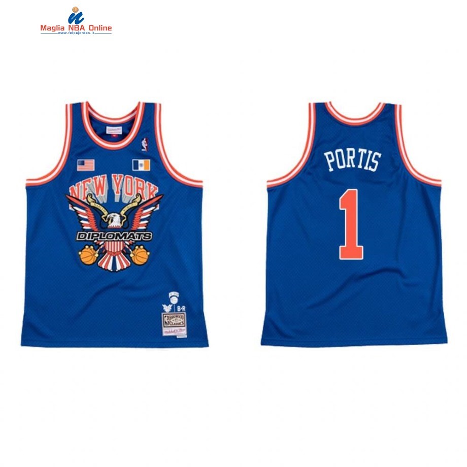 Maglia NBA New York Knicks #1 Bobby Portis BR Remix Blu Hardwood Classics Acquista