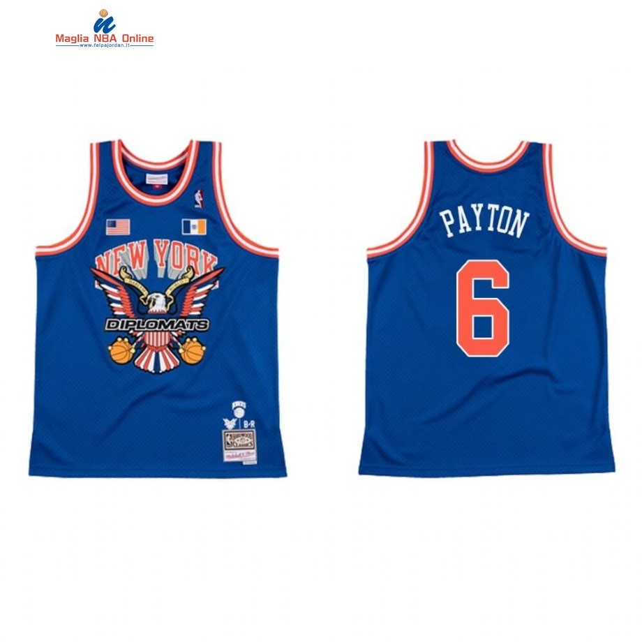 Maglia NBA New York Knicks #6 Elfrid Payton BR Remix Blu Hardwood Classics Acquista