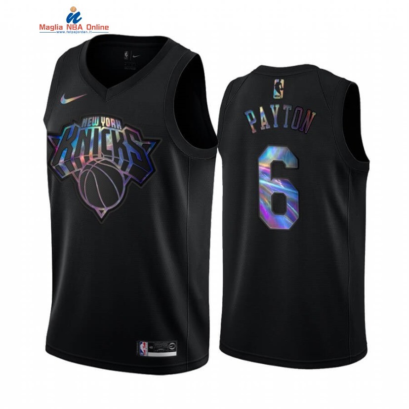 Maglia NBA New York Knicks #6 Elfrid Payton Nero Hardwood Classics 2020 Acquista