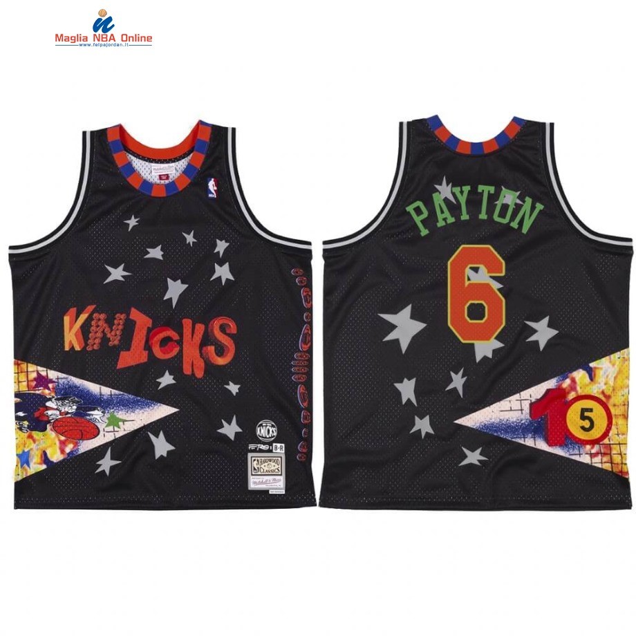 Maglia NBA New York Knicks #6 Elfrid Payton X BR Remix Nero Hardwood Classics Acquista