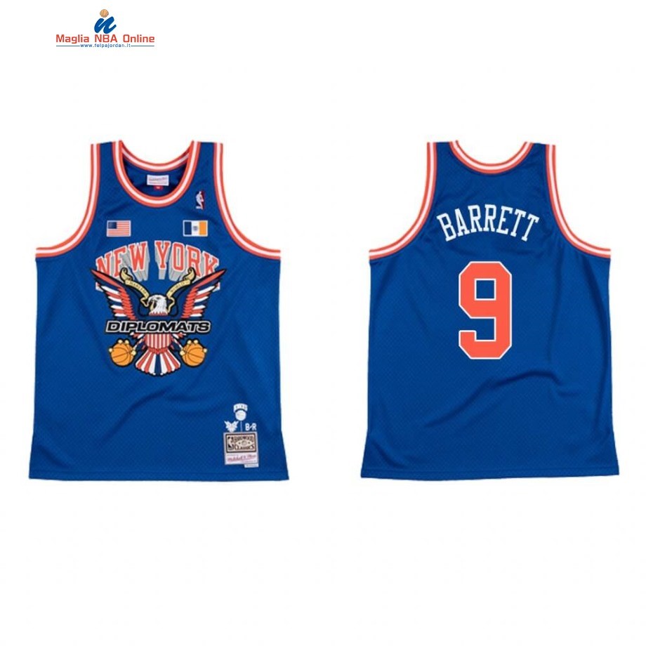 Maglia NBA New York Knicks #9 R.J. Barrett BR Remix Blu Hardwood Classics Acquista