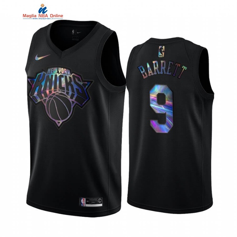 Maglia NBA New York Knicks #9 R.J. Barrett Nero Hardwood Classics 2020 Acquista