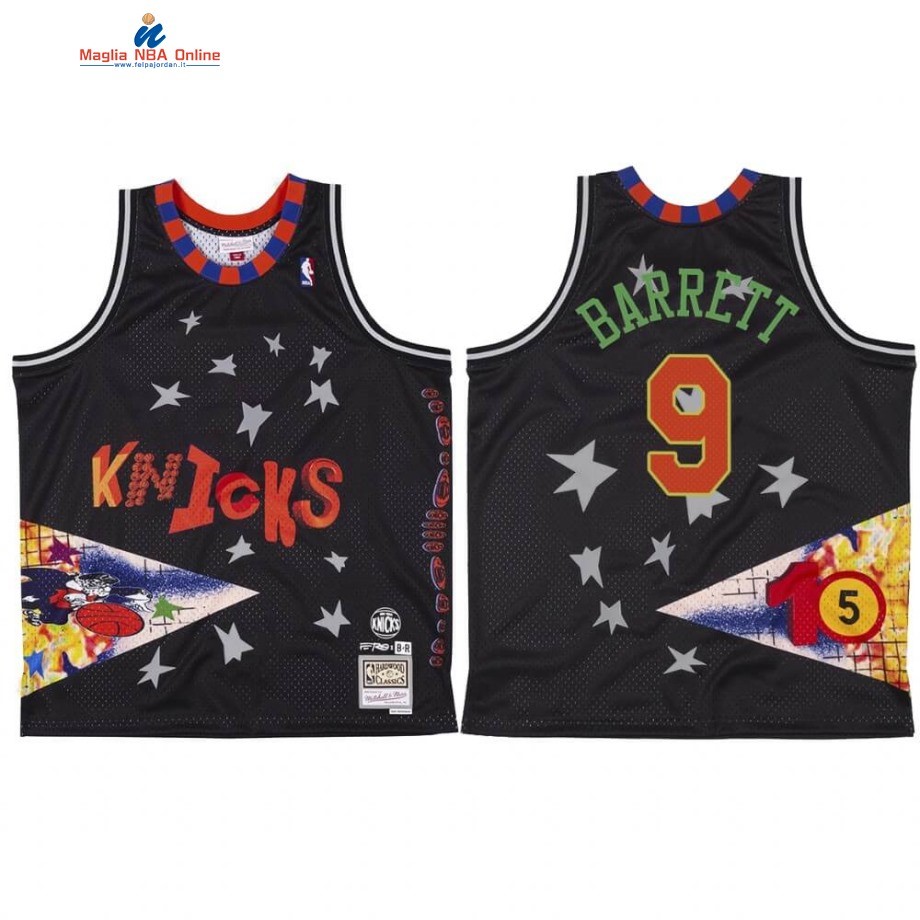 Maglia NBA New York Knicks #9 R.J. Barrett X BR Remix Nero Hardwood Classics Acquista