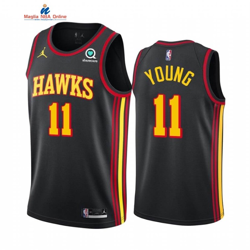 Maglia NBA Nike Atlanta Hawks #11 Trae Young Nero Statement 2020-21 Acquista