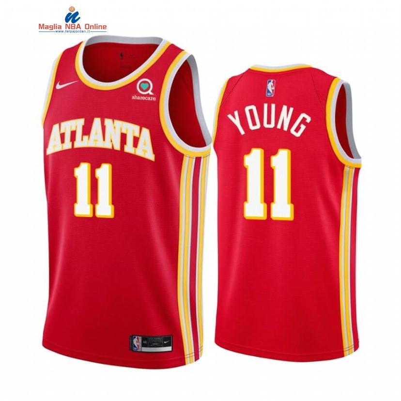 Maglia NBA Nike Atlanta Hawks #11 Trae Young Rosso Icon 2020-21 Acquista