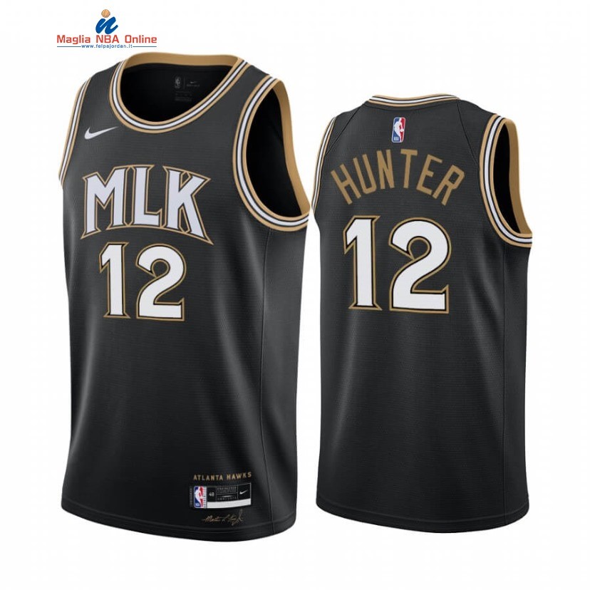 Maglia NBA Nike Atlanta Hawks #12 De'andre Hunter Nero Città 2020-21 Acquista