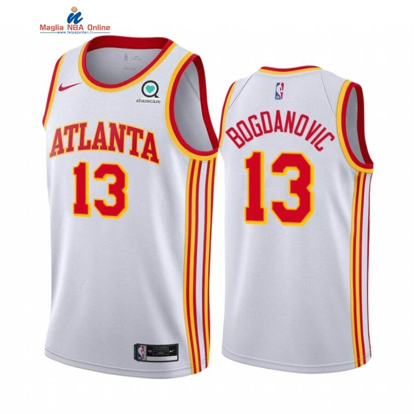 Maglia NBA Nike Atlanta Hawks #13 Bogdan Bogdanovic Bianco Association 2020-21 Acquista