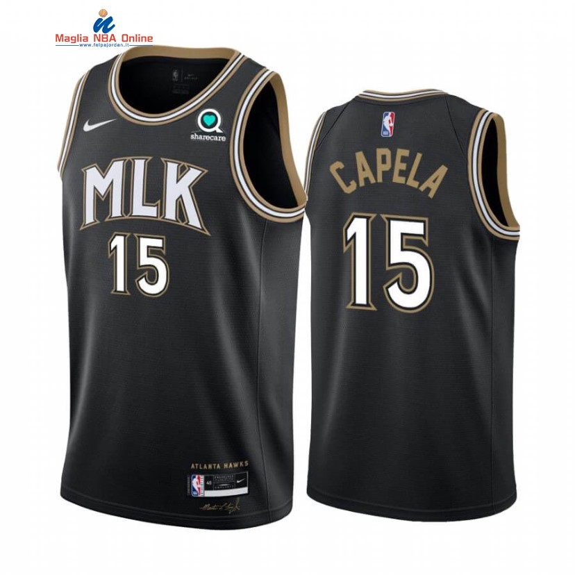 Maglia NBA Nike Atlanta Hawks #15 Clint Capela Nero Città 2020-21 Acquista