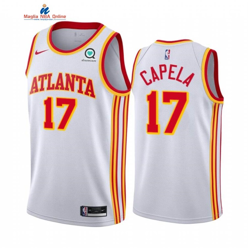 Maglia NBA Nike Atlanta Hawks #17 Clint Capela Bianco Association 2020-21 Acquista