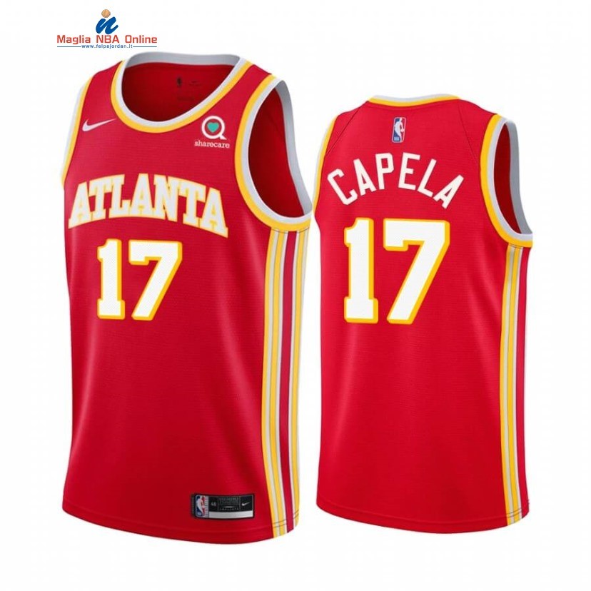 Maglia NBA Nike Atlanta Hawks #17 Clint Capela Rosso Icon 2020-21 Acquista