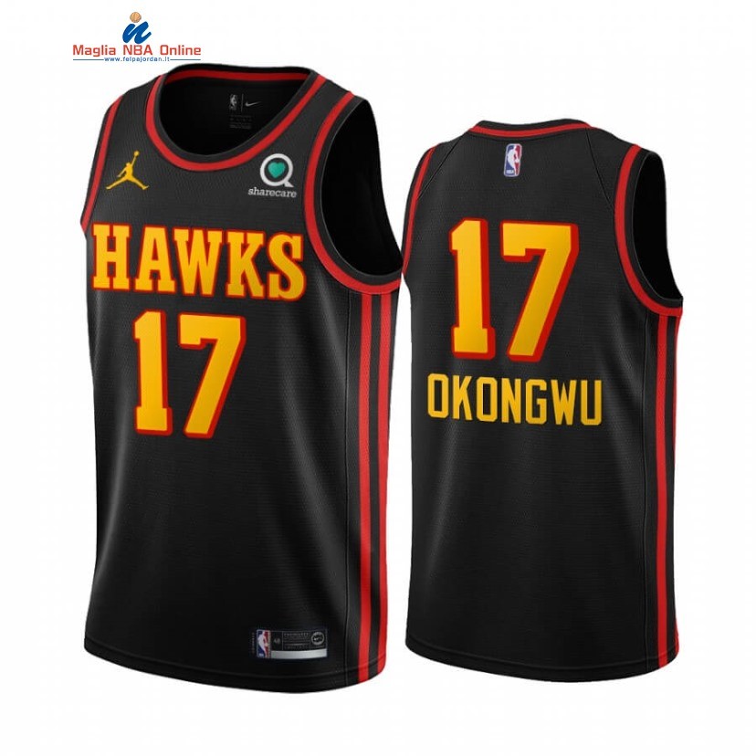 Maglia NBA Nike Atlanta Hawks #17 Onyeka Okongwu Nero Statement 2020-21 Acquista