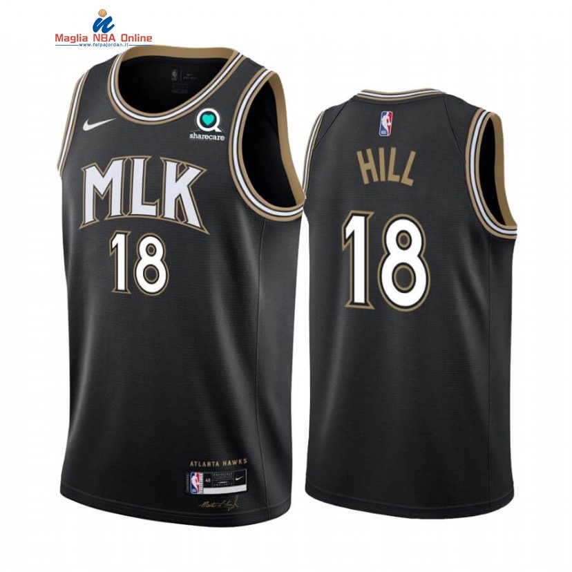 Maglia NBA Nike Atlanta Hawks #18 Solomon Hill Nero Città 2020-21 Acquista