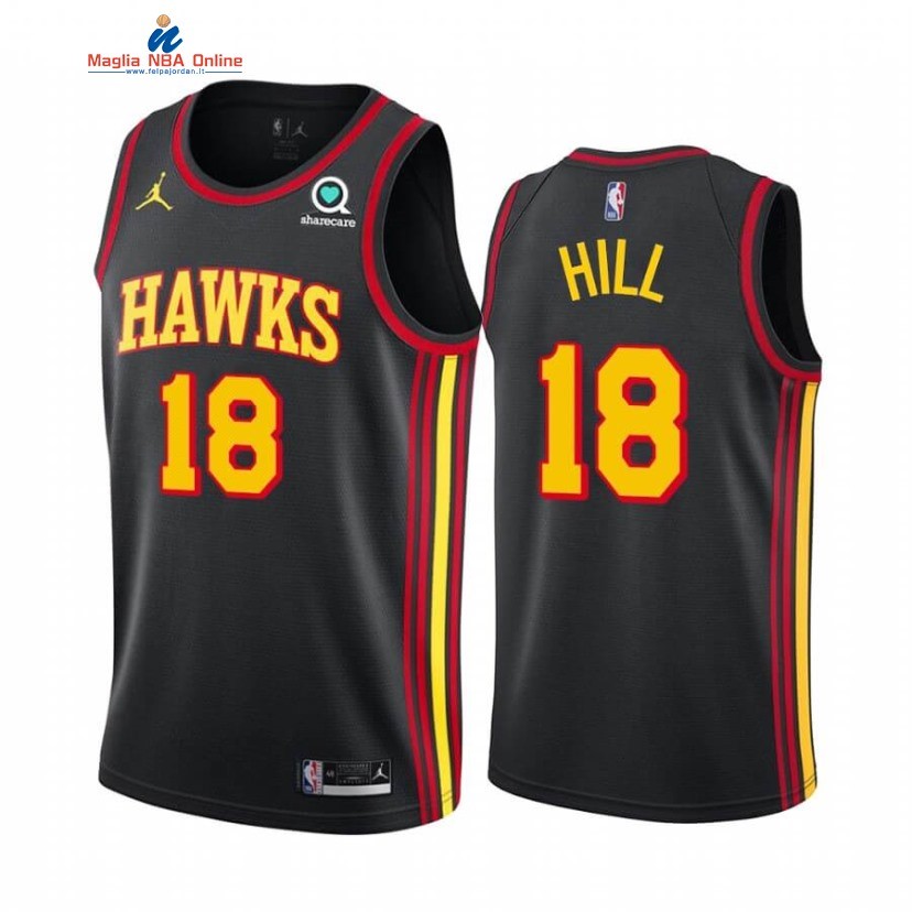 Maglia NBA Nike Atlanta Hawks #18 Solomon Hill Nero Statement 2020-21 Acquista