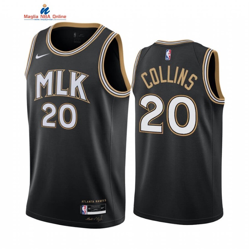 Maglia NBA Nike Atlanta Hawks #20 John Collins Nero Città 2020-21 Acquista