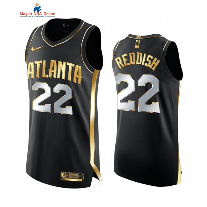 Maglia NBA Nike Atlanta Hawks #22 Cam Reddish Nero Oro 2020-21 Acquista