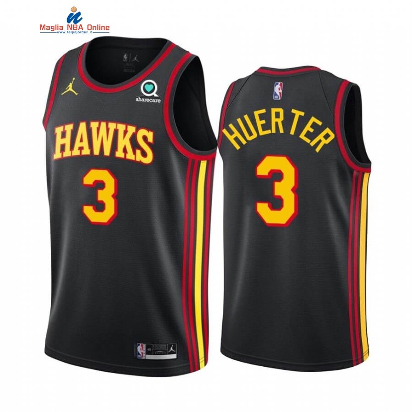 Maglia NBA Nike Atlanta Hawks #3 Kevin Huerter Nero Statement 2020-21 Acquista