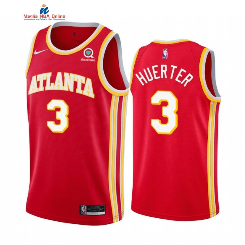 Maglia NBA Nike Atlanta Hawks #3 Kevin Huerter Rosso Icon 2020-21 Acquista