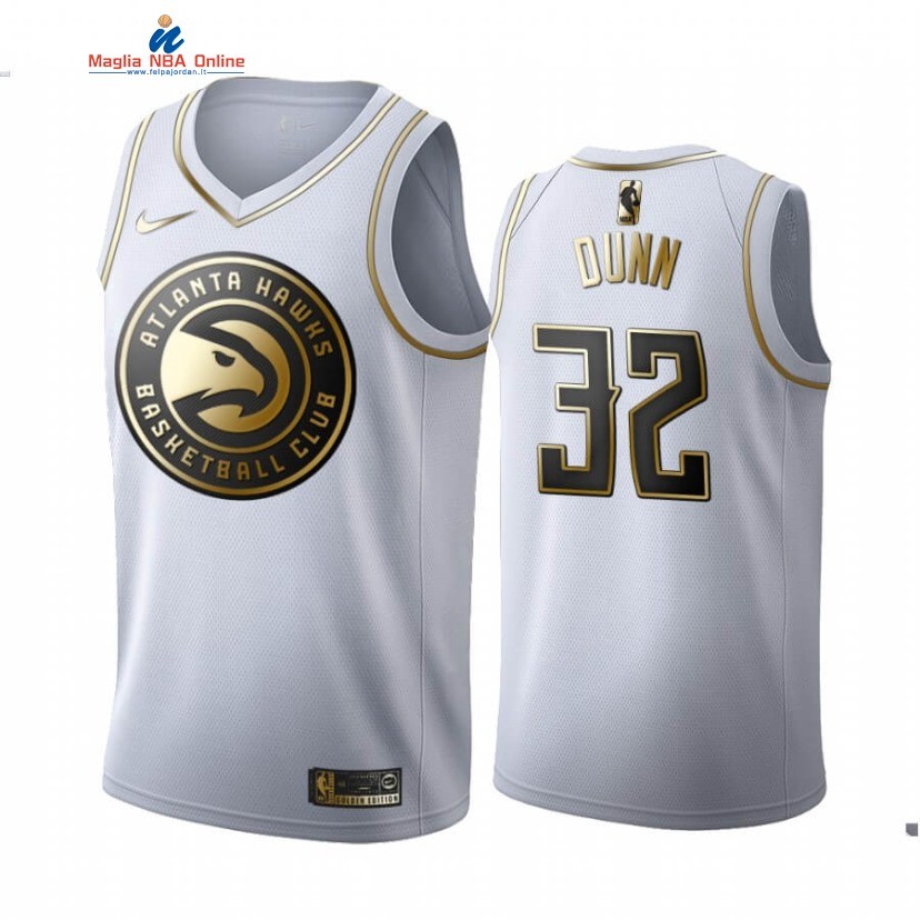 Maglia NBA Nike Atlanta Hawks #32 Kris Dunn Bianco Oro 2020-21 Acquista