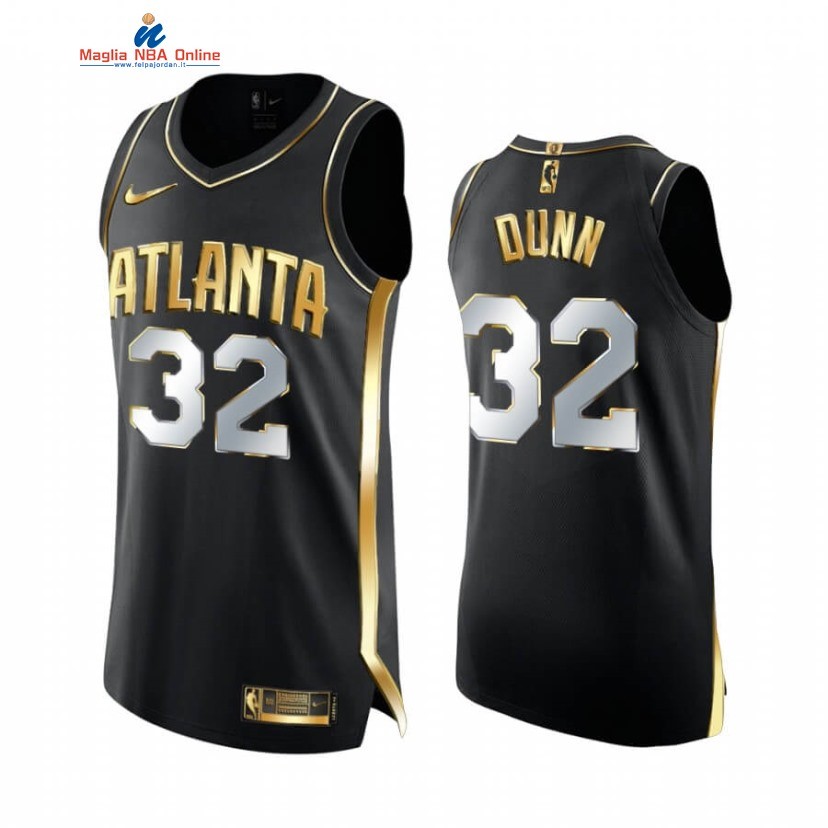 Maglia NBA Nike Atlanta Hawks #32 Kris Dunn Nero Oro 2020-21 Acquista